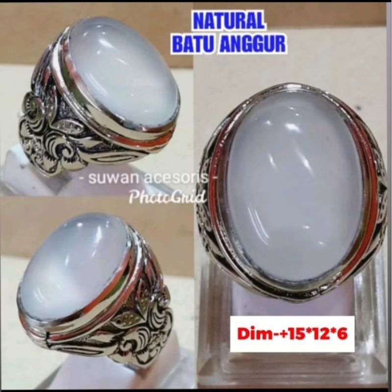 Batu cincin  angur natural top giwang kantoran ring perak balik