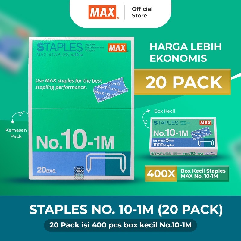 

MAX STAPLES / ISI STAPLES N0.10-1M PACK / INNER ISI 20PCS - 20 PACK