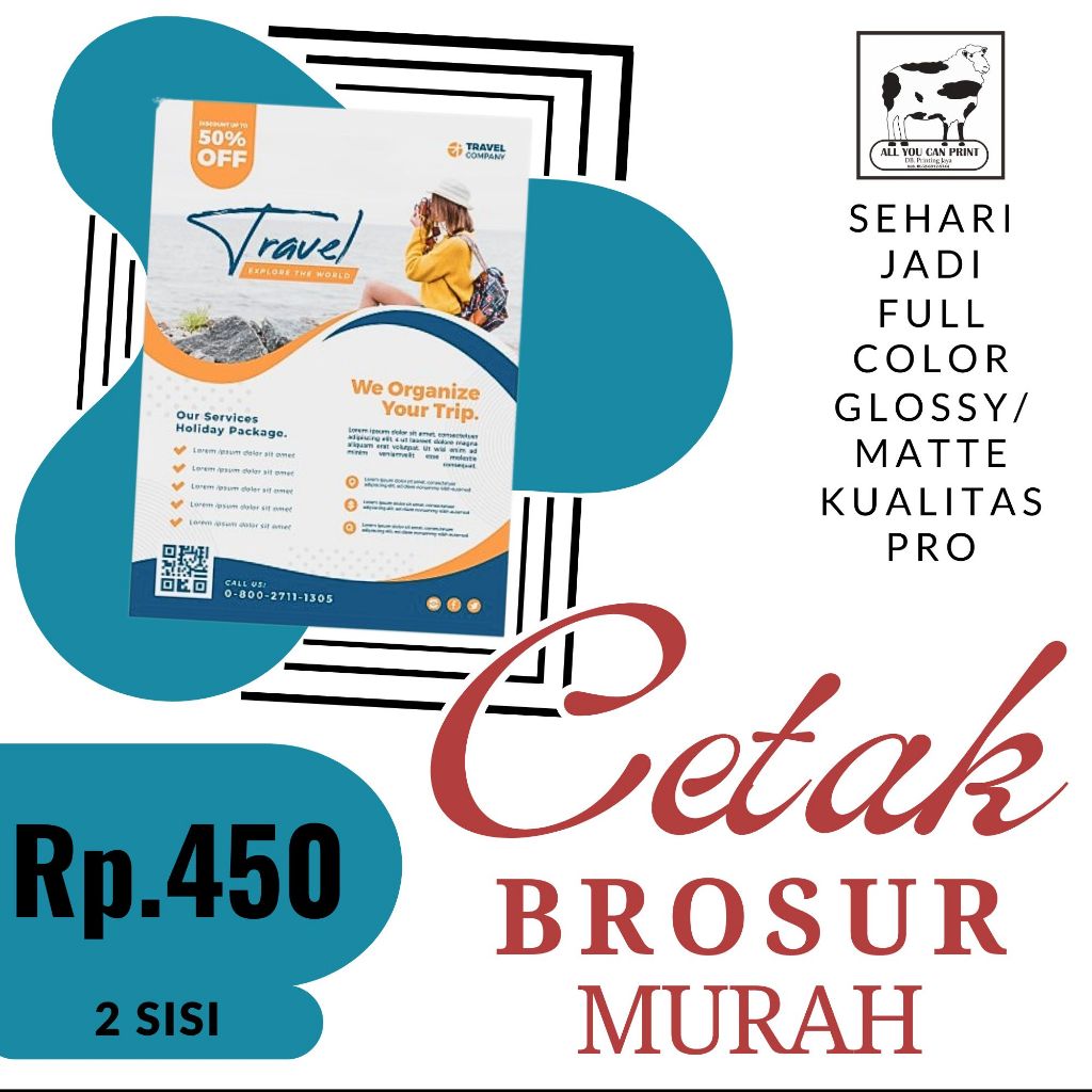 

Cetak Brosur Murah A3, A4, A5, A6 Art Paper 150grm Matte/Glossy Sehari Jadi Min. 2 Rim Dua Sisi