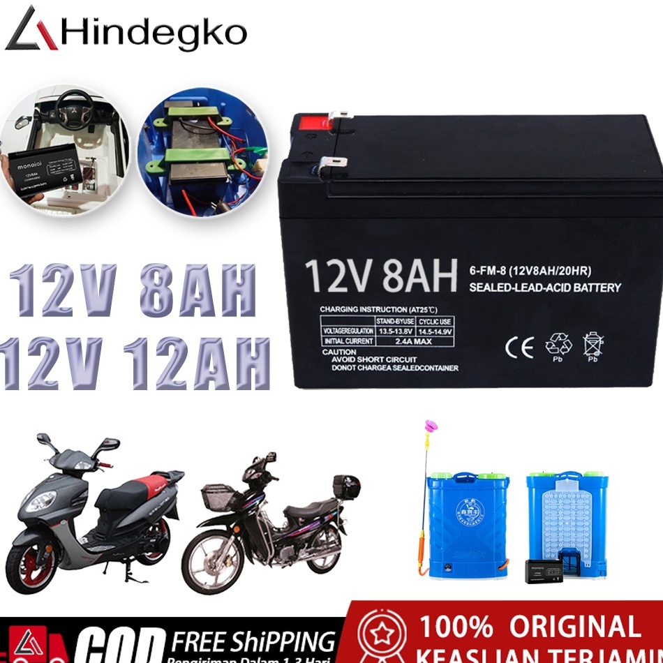 KODE H59L Hindegko Aki Mobil Mainan 12V12AH Kemasan Tebal ASLI Aki 12V8AH Aki Kering Aki Semprotan P