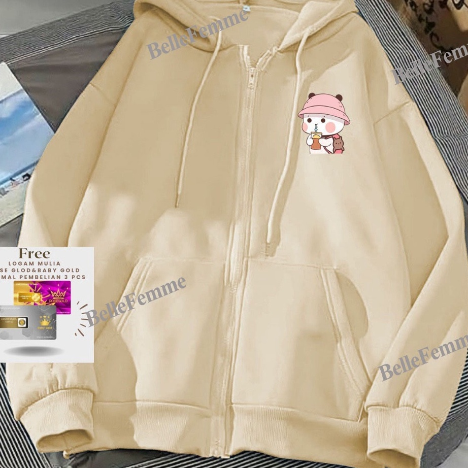Terjangkau jacket zipper resleting l xl xxl xxxl xxxxl hoodie wanita pentol boba cute jacket couple 