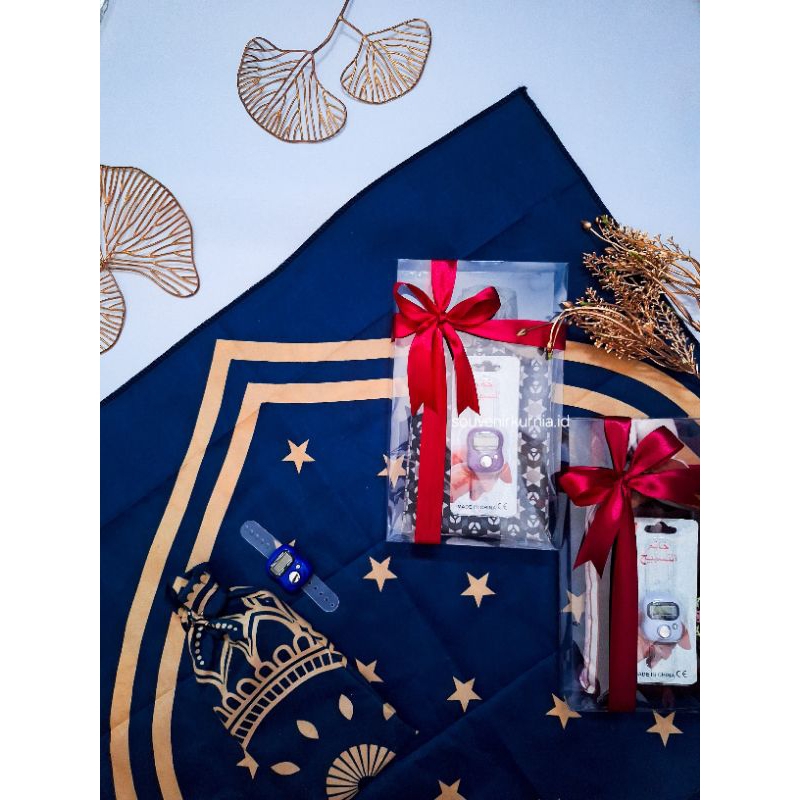 Souvenir Custom Sajadah Travel dan Tasbih Digital Kemas Mika @souvenirkurnia.id