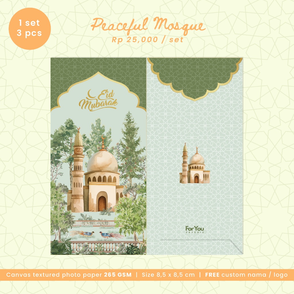 

Idul Fitri Money Envelope Premium (Peaceful Mosque) | Amplop Lebaran Premium Custom 2025 (3 pcs)