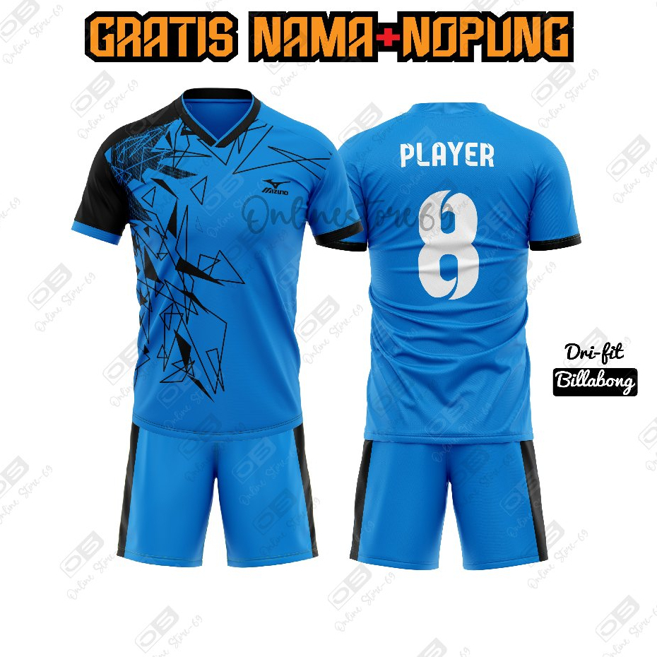 Jersey bola dewasa / baju volly sablon nama nomor / baju bola custom nama nomor