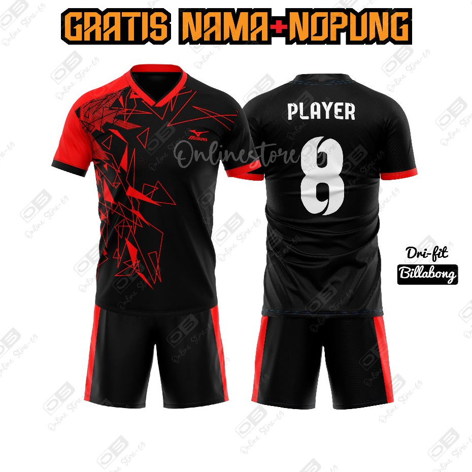 Jersey bola dewasa / baju volly sablon nama nomor / baju bola custom nama nomor