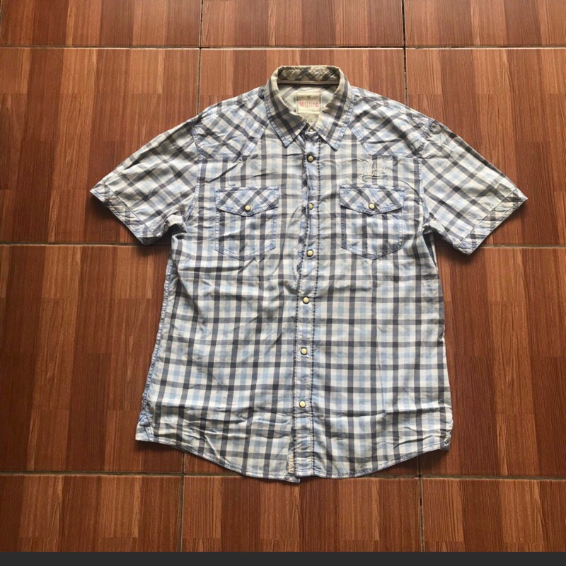 kemeja pria kotak biru