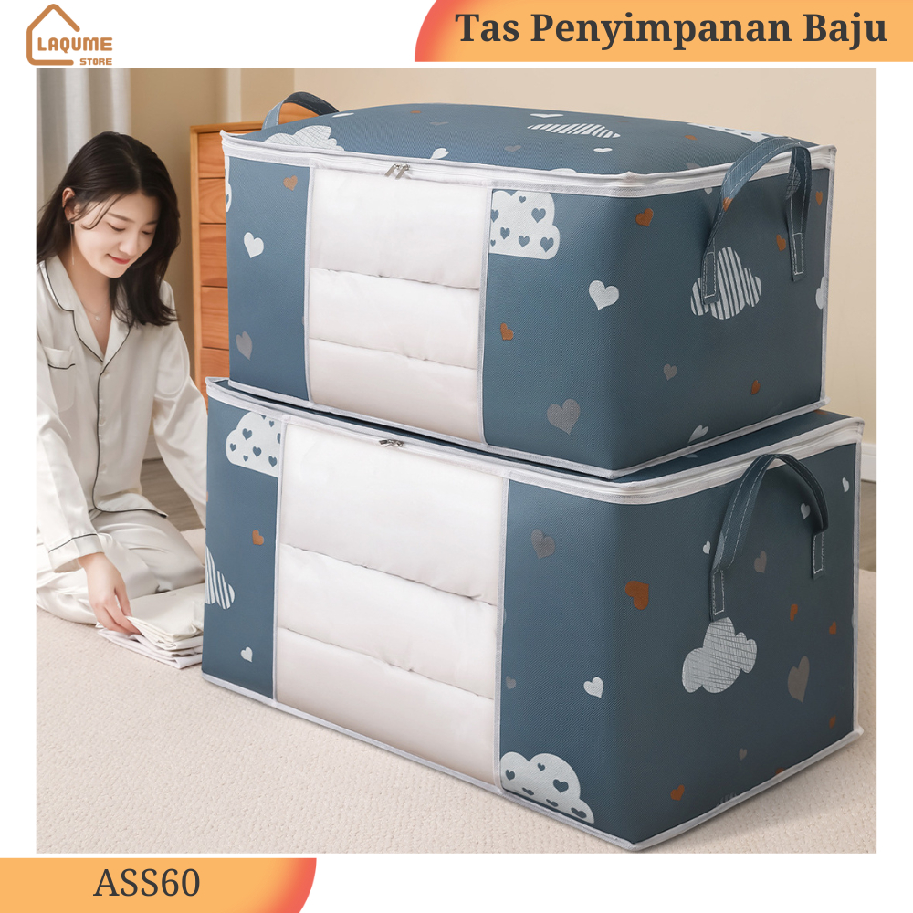 Kotak Penyimpanan Pakaian Rumah Tangga Kotak Penyimpanan Pakaian Lipat Kain Oxford Tebal Tas 60x40x3