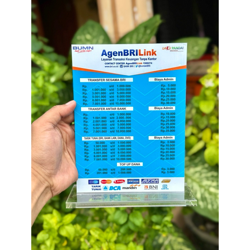 

AKRILIK MEJA AGEN BRI LINK BRINK 15x20cm BISA CUSTOM BIAYA ADMIN