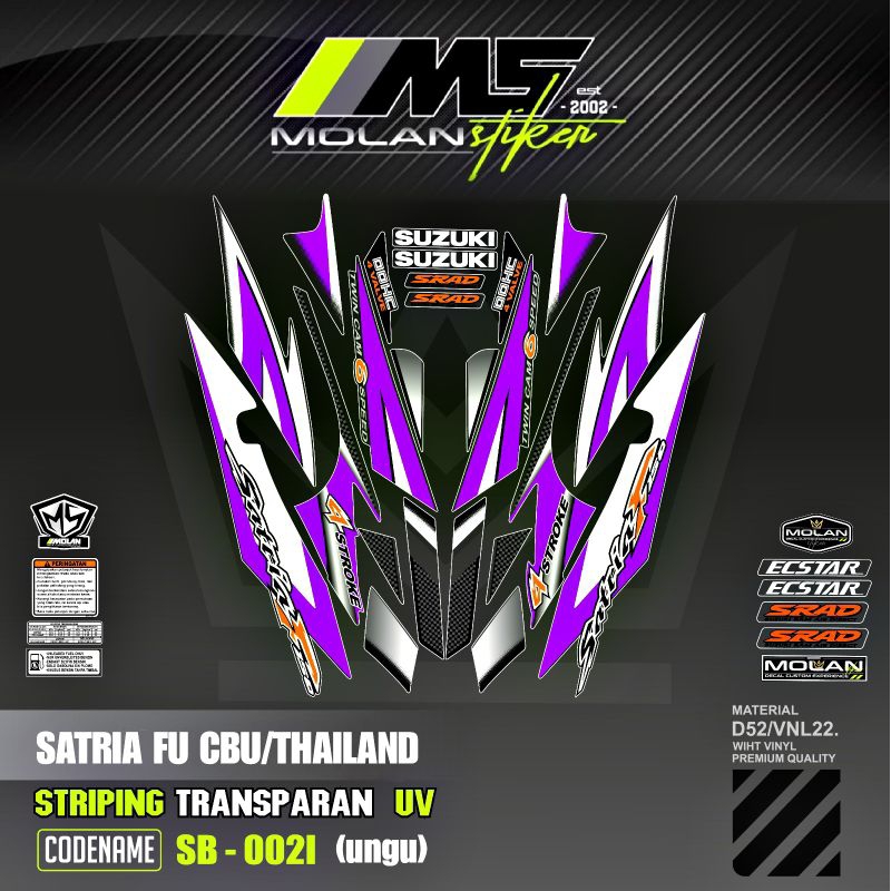 Decal Sticker Striping Variasi Transparan Uv Satria Fu Cbu Thailand 2005/2006 Suzuki Satria Fu 150 T