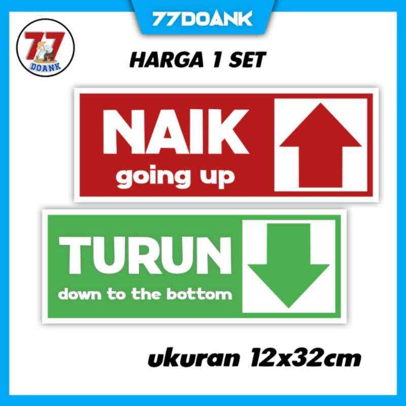

stiker tanda naik turun sticker rambu