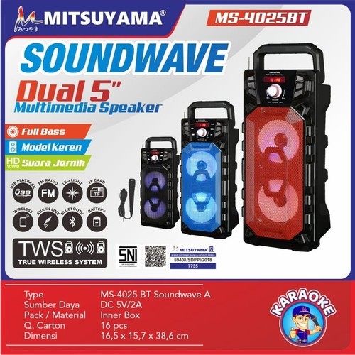 Speaker Bluetooth Portable Mitsuyama Dual 5 Inch MS-4025BT Soundwave