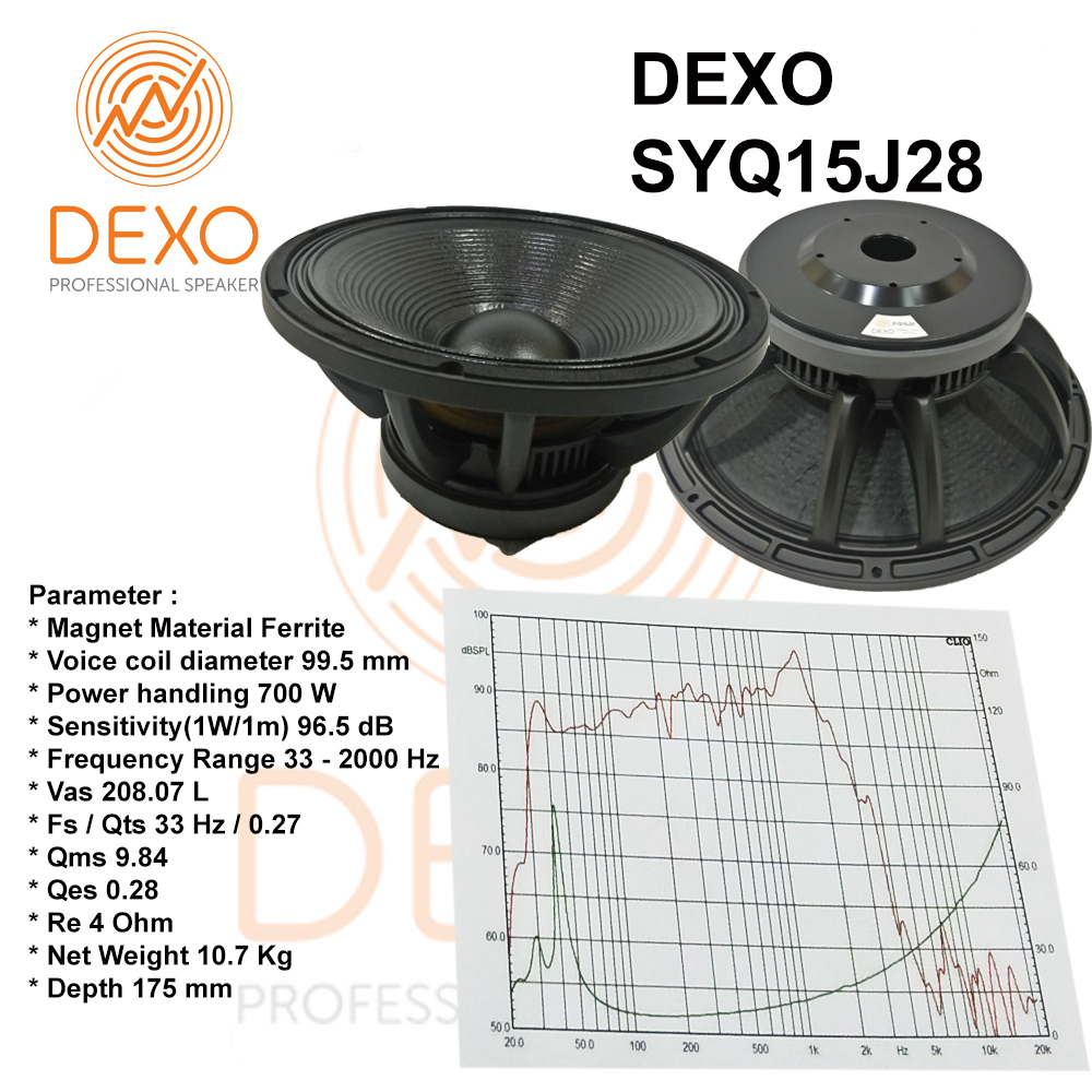 Speaker Dexo SYQ15J28 Speaker dexo 15" Speaker 15J28 / Original 15 inchi 700-1400Watt VC 4in