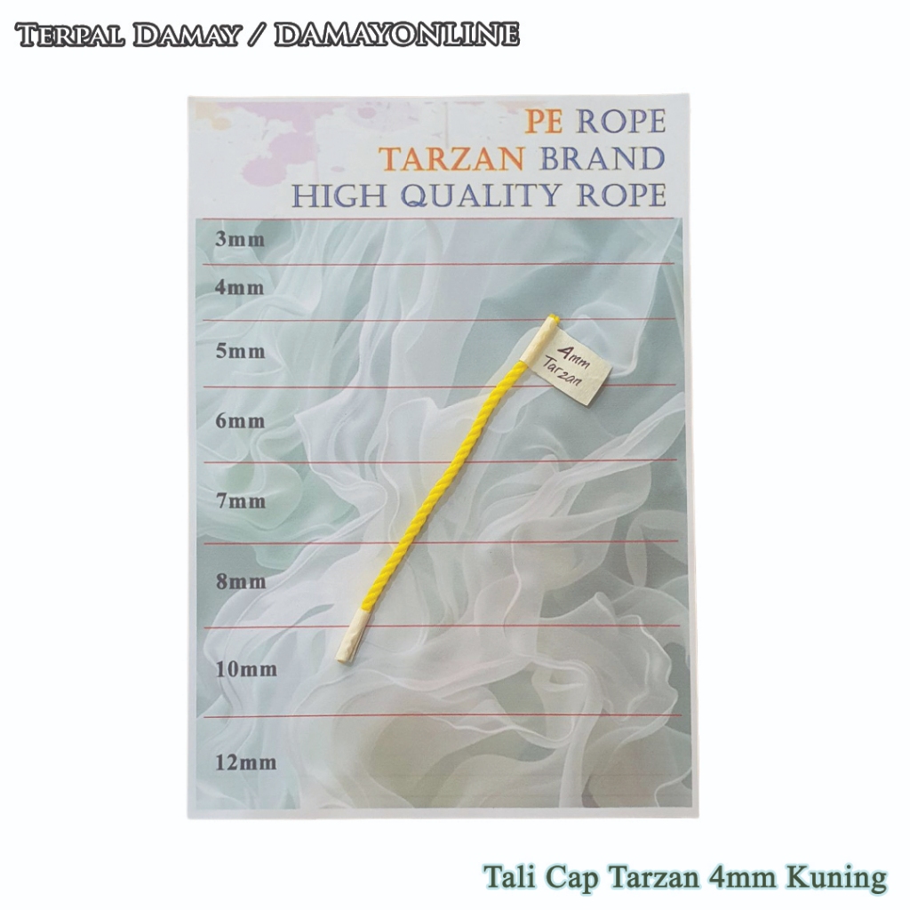 

Tali Tambang PE Cap Tarzan 4mm Kuning / Meter ( Harga Per Meter )