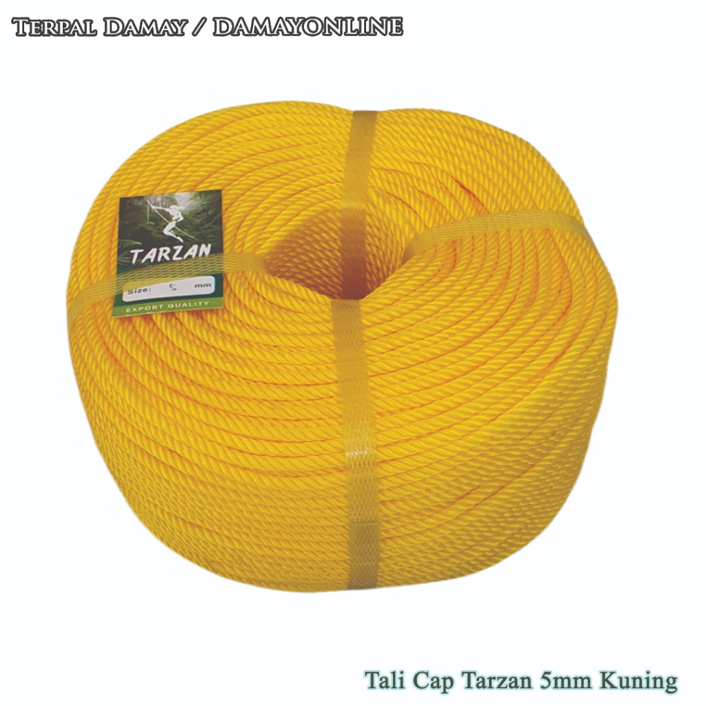 

Tali Tambang PE Cap Tarzan 5mm Kuning / Rol ( Harga Per Rol )