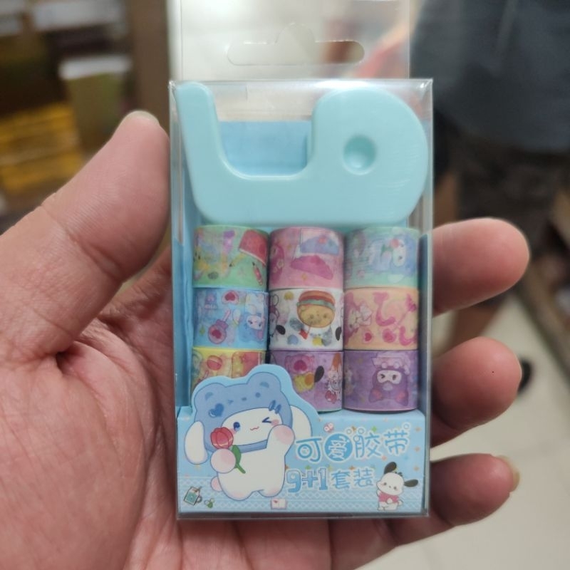 

(1 pack) isolasi cello mini set dispanser / isolasi karakter/ washi tape