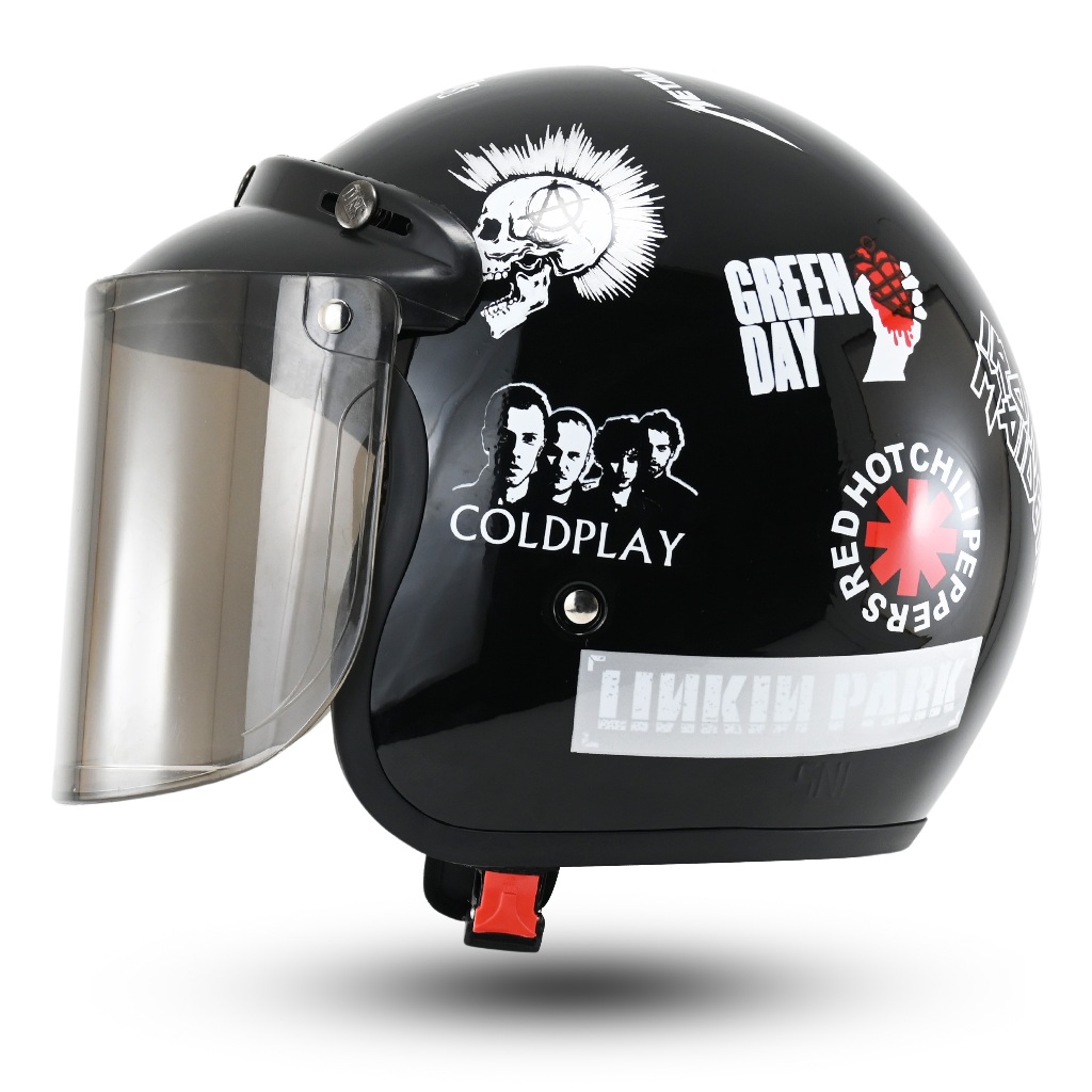 Helm Bogo Coffee Kopi Black Cream Pink Army Retro Dewasa Sni