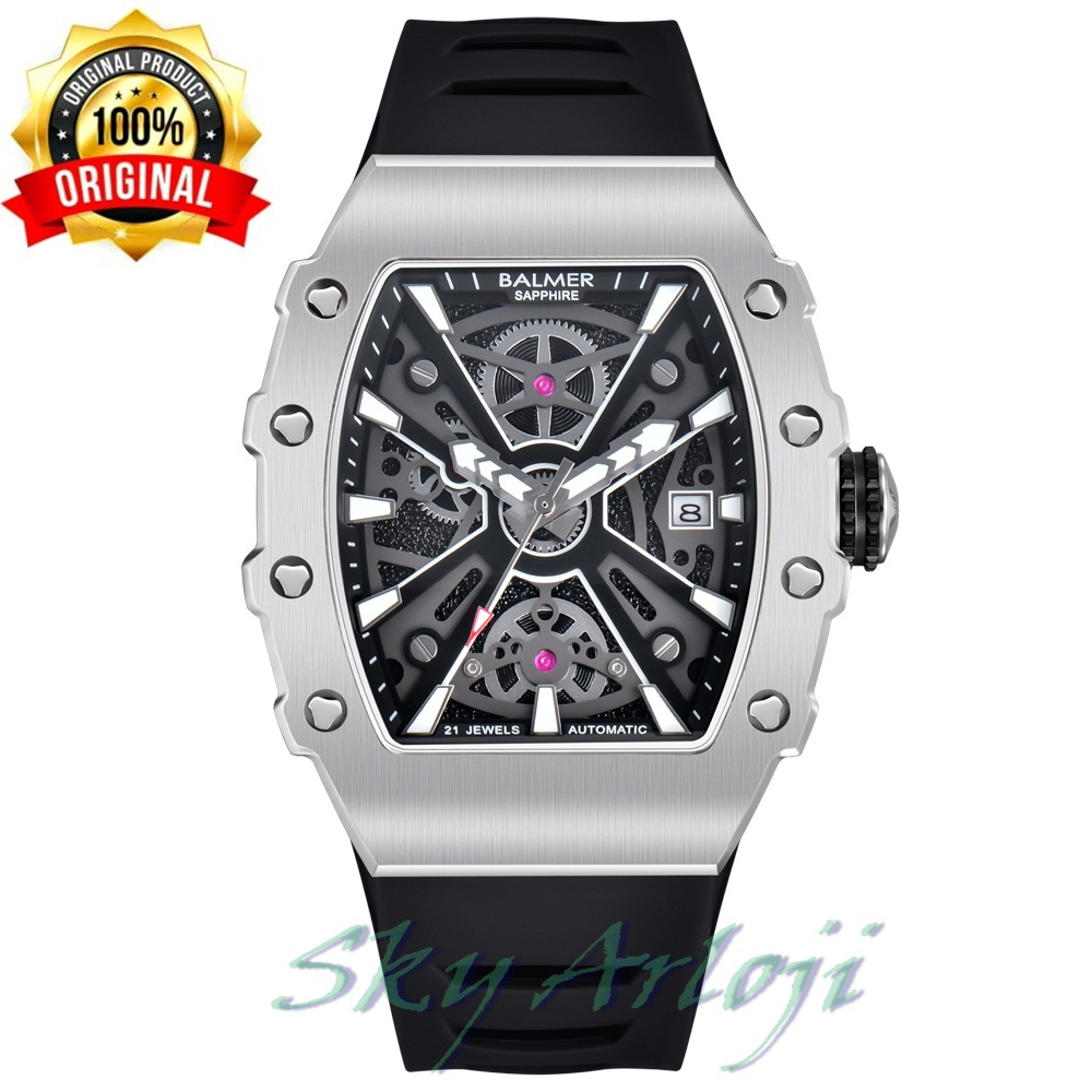 Balmer 8836 Jam Tangan Pria Automatic Sapphire Glass- Silver Hitam
