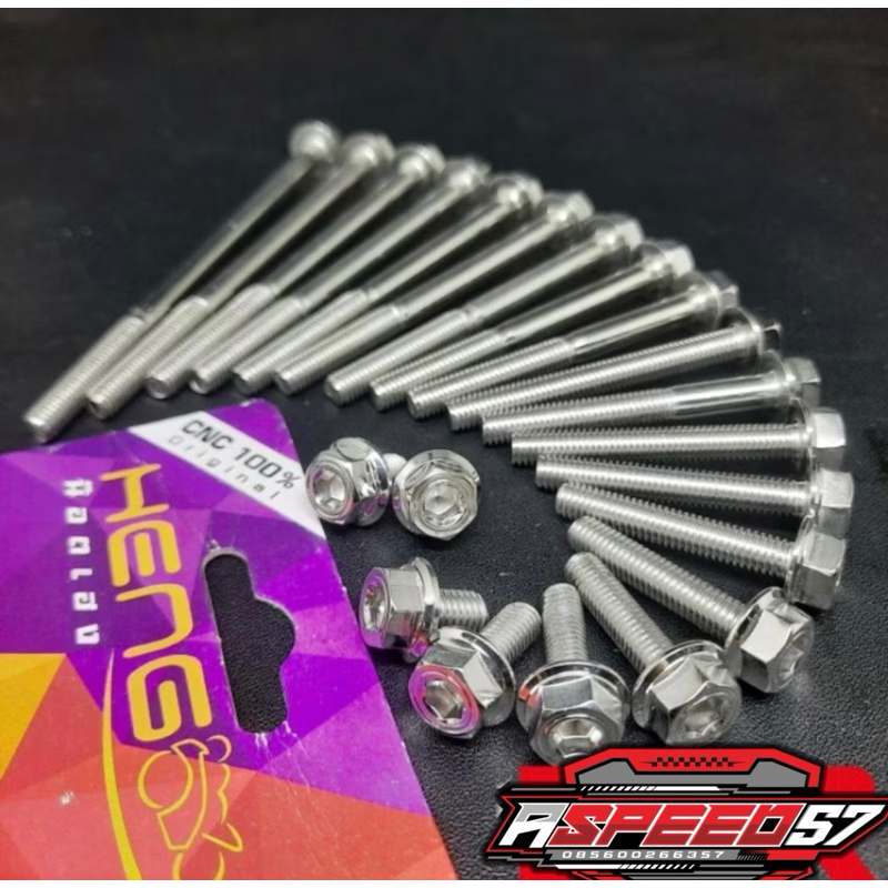 baut stainless 2 kunci drat 10