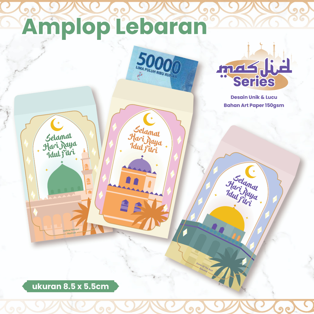

Amplop Lebaran isi 10pcs - ukuran 8.5x5.5cm (Masjid Series) | Amplop Angpau THR Lebaran Lucu