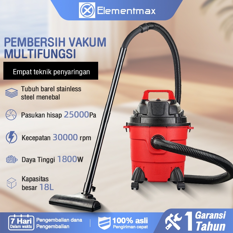 Elementmax 3in1 Vacuum Cleaner 18 Liter 1800W Vakum/Air Hisap/Blower Sedot Debu Basah Kering Vacum B