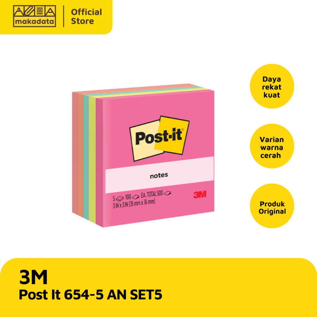 

NOTES / STICKY NOTE / POST IT 3M 654-5 AN SET5 MURAH