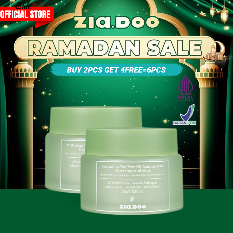 ZIA.DOO 2PC Australia Green Tea Tree Clay Mask/Melawan jerawat/deep clean/oil control/tighten pores