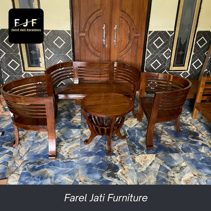 Kursi Tamu Cantik Minimalis Kayu Jati tua
