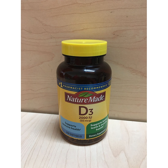 Vitamin Nature Made D3 2000 IU (50 mcg) 250 softgel