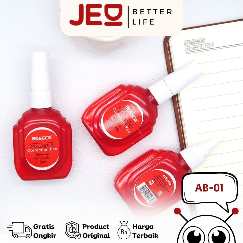 

D3W! GROSIR!!!! (1 DUS isi 432 PCS) Correction Fluid Cairan Koreksi Penghapus Cair BOSSCO B-01