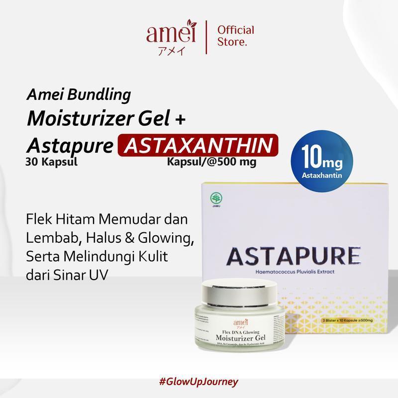 Paket Bundling Amei Moisturizer Gel dan Astapure Extract Astaxanthin 10 Mg isi 30 Kapsul - Memudarka