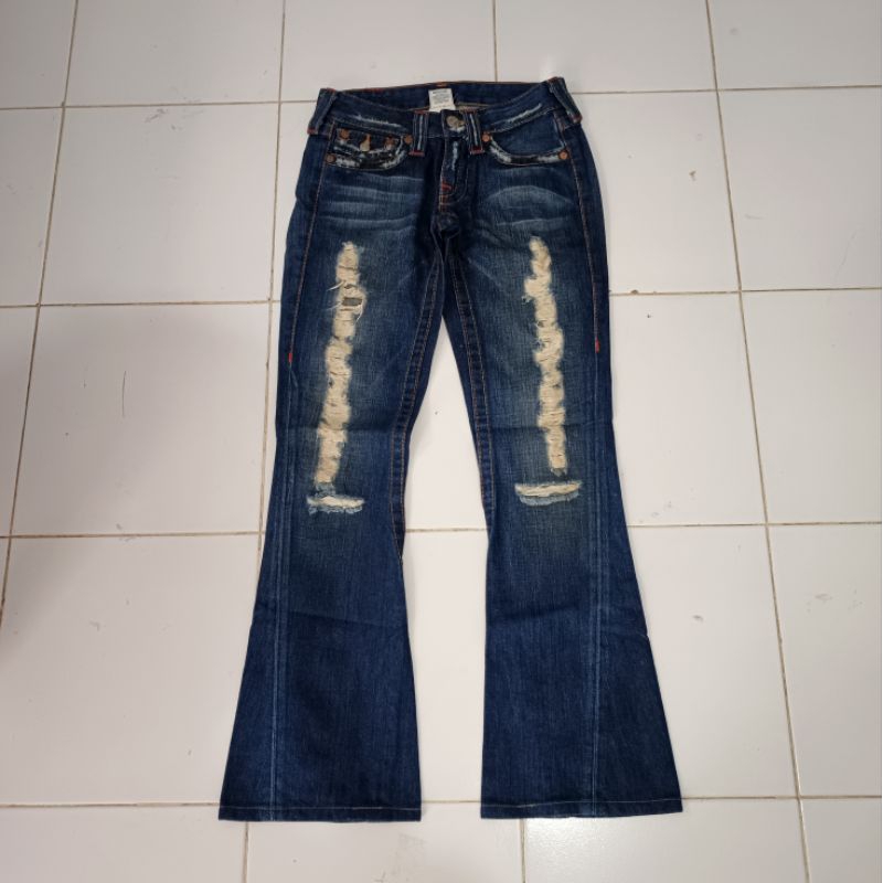 Vintage True Religion Joey USA Ripped Bootcut Denim Womens size 27