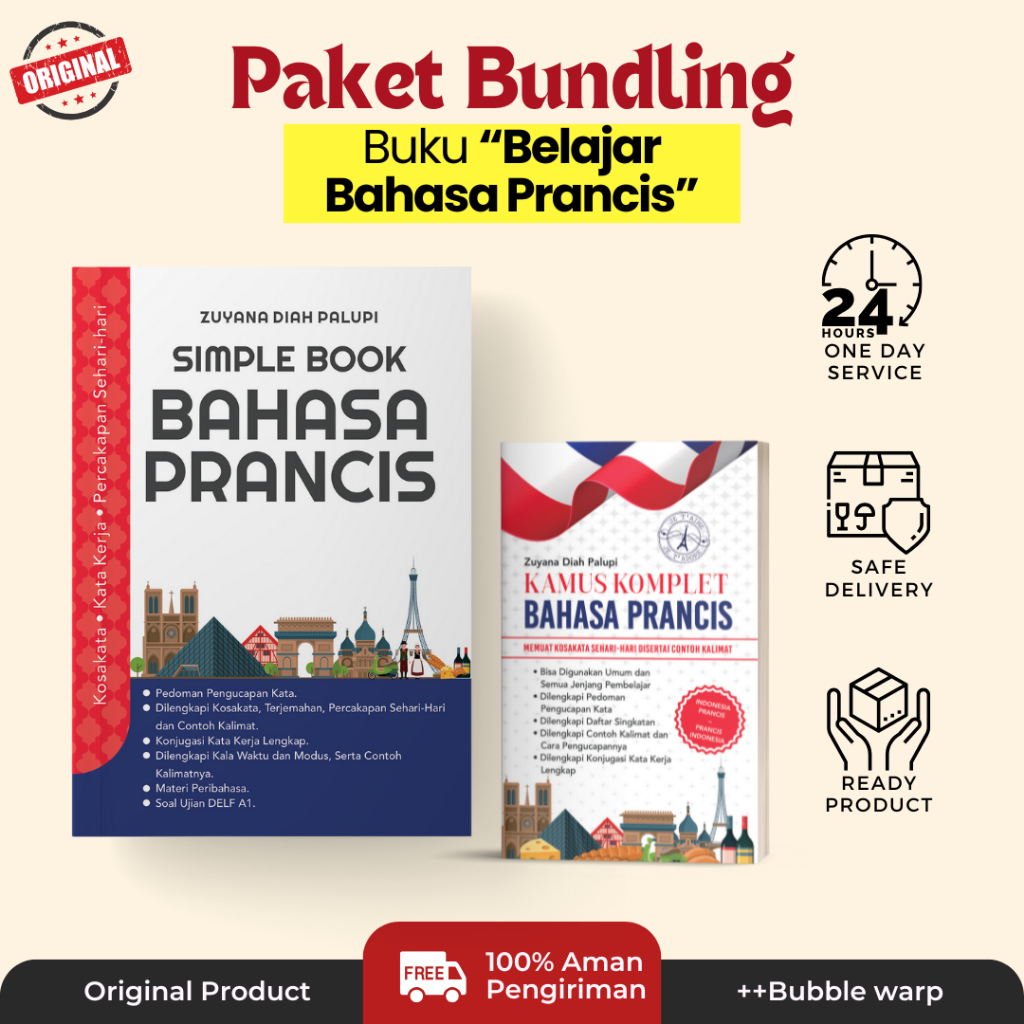 Paket Buku Belajar Bahasa Prancis : SIMPELBOOK PRANCIS Dan KAMUS BAHASA PRANCIS