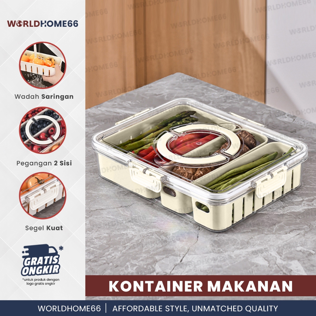 WH Kotak Makanan Wadah Makanan Penyimpanan Kulkas Food Storage Buah Sayur Kotak Plastik Multifungsi