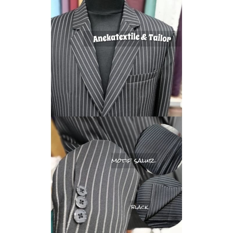 Kain Motif Salur Putih / Garis bahan Celana, Rok dll Bahan Semi Wool 0.50m / SALUR berkualitas