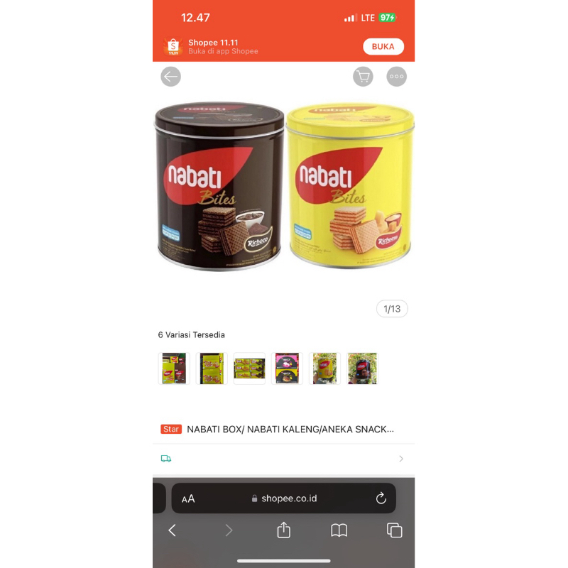 

nabati dus isi choco