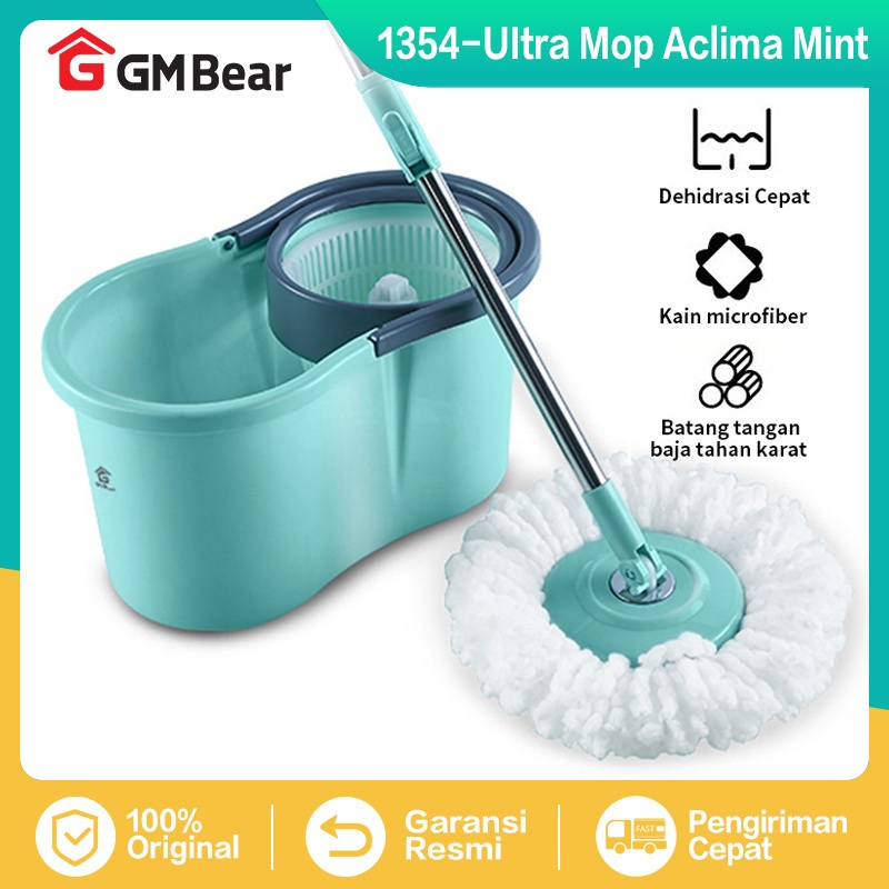 GM Bear Alat Pel Lantai Otomatis P0001 - Ultra Mop Aclima Pelan Lantai Kain Pel Lantai Mint/Beige