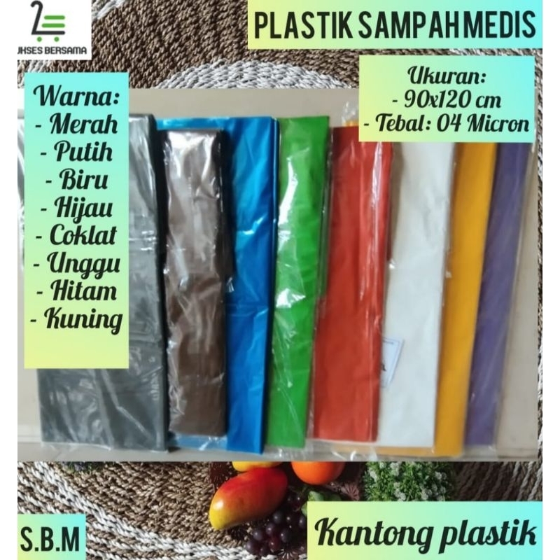 (1Pack)Kantong plastik Sampah Medis,UK: 90x120x04 Micron Plastik Layang- Layang|Putih- Kuning- Hitam