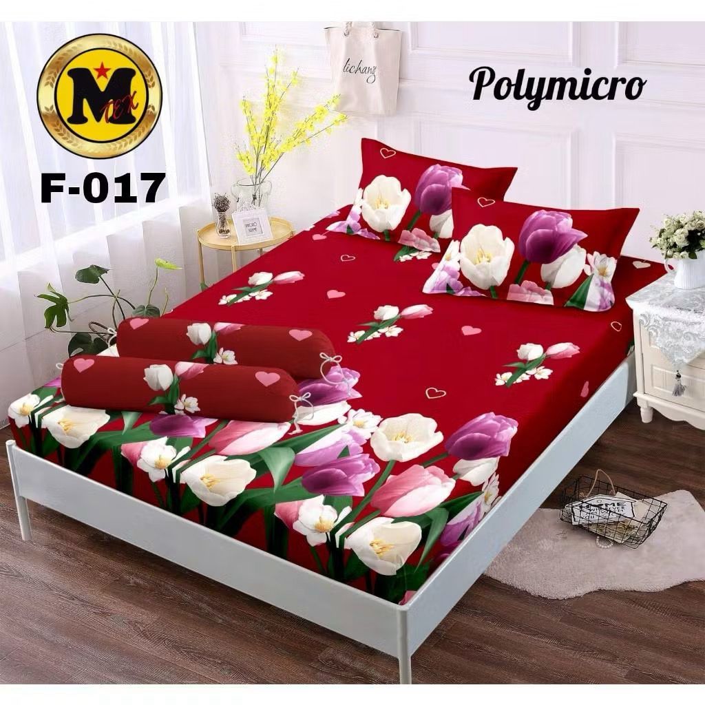 Sprei Murah Motif Bon1ta Sakura Red 1Set 180x200 160x200 120x200 90x200 Free Sarung Bantal & Guling 