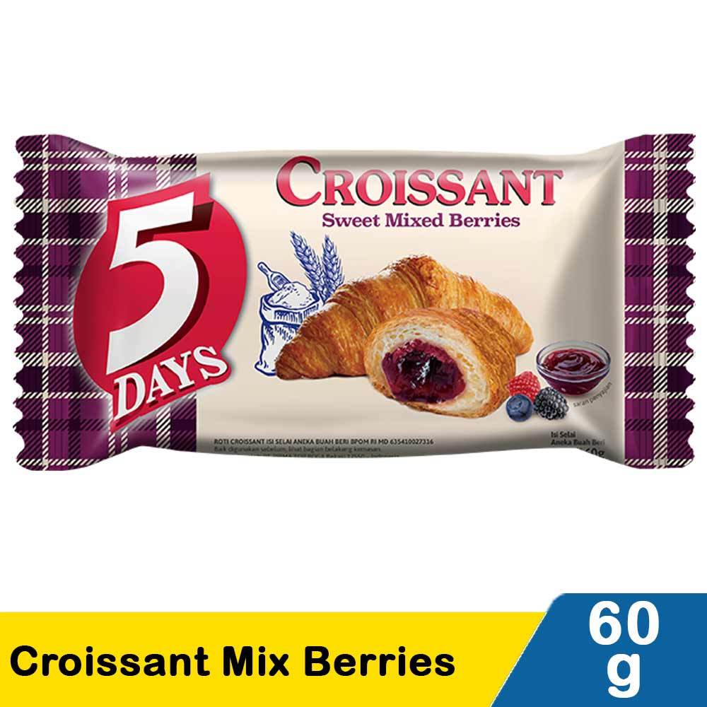 

5 Days Croissant Mix Berries 60g – Lembut, Flaky, & Isian Berry yang Segar!