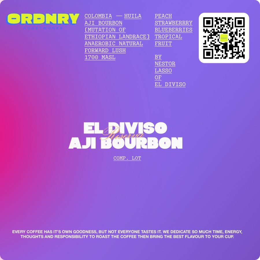 

El Diviso Aji Bourbon • Anaerobic Natural • Colombia • Biji Kopi Arabika • 60 gram