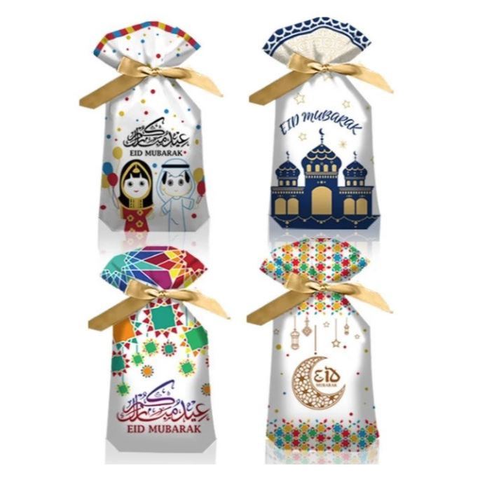 

(sda) Pouch Plastik Serut Pita Bingkisan Hempers snack kue kering souvenir lebaran idul fitri eid mubarak goodie soft premium