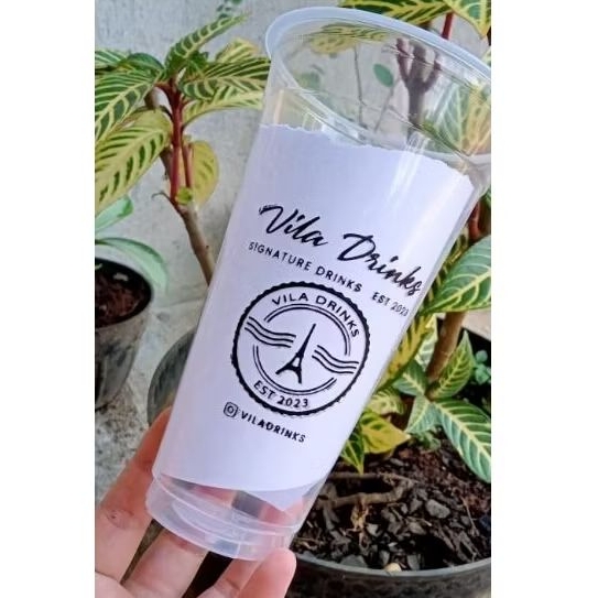22oz slim (HOK) - ES TEH JUMBO - PLASTIK CUP - SABLON CUP - TEH SOLO