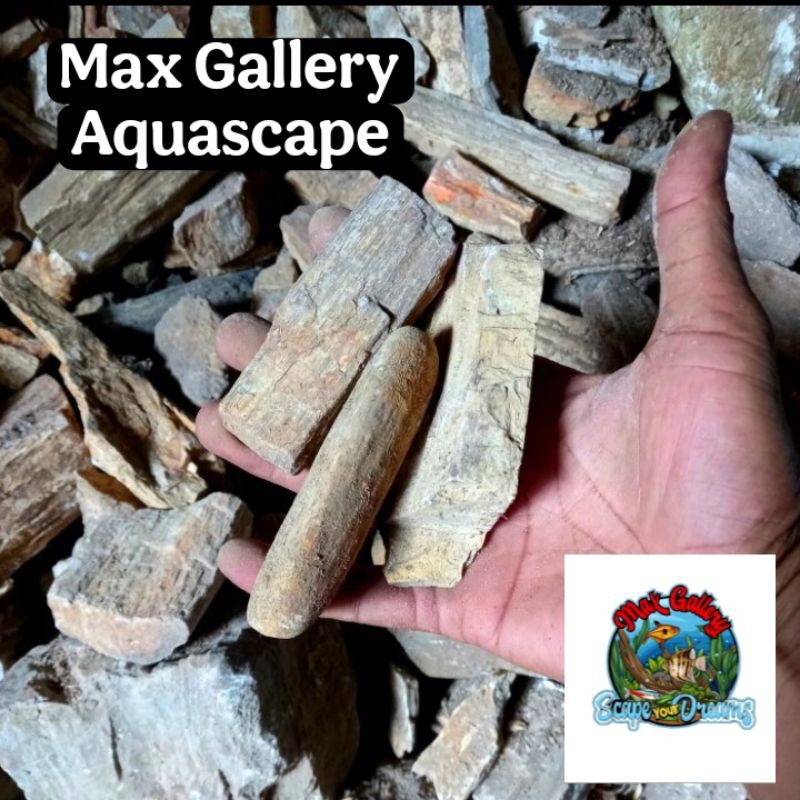 Aquarium Aquascape Batu fosil Kayu kemasan 1kg
