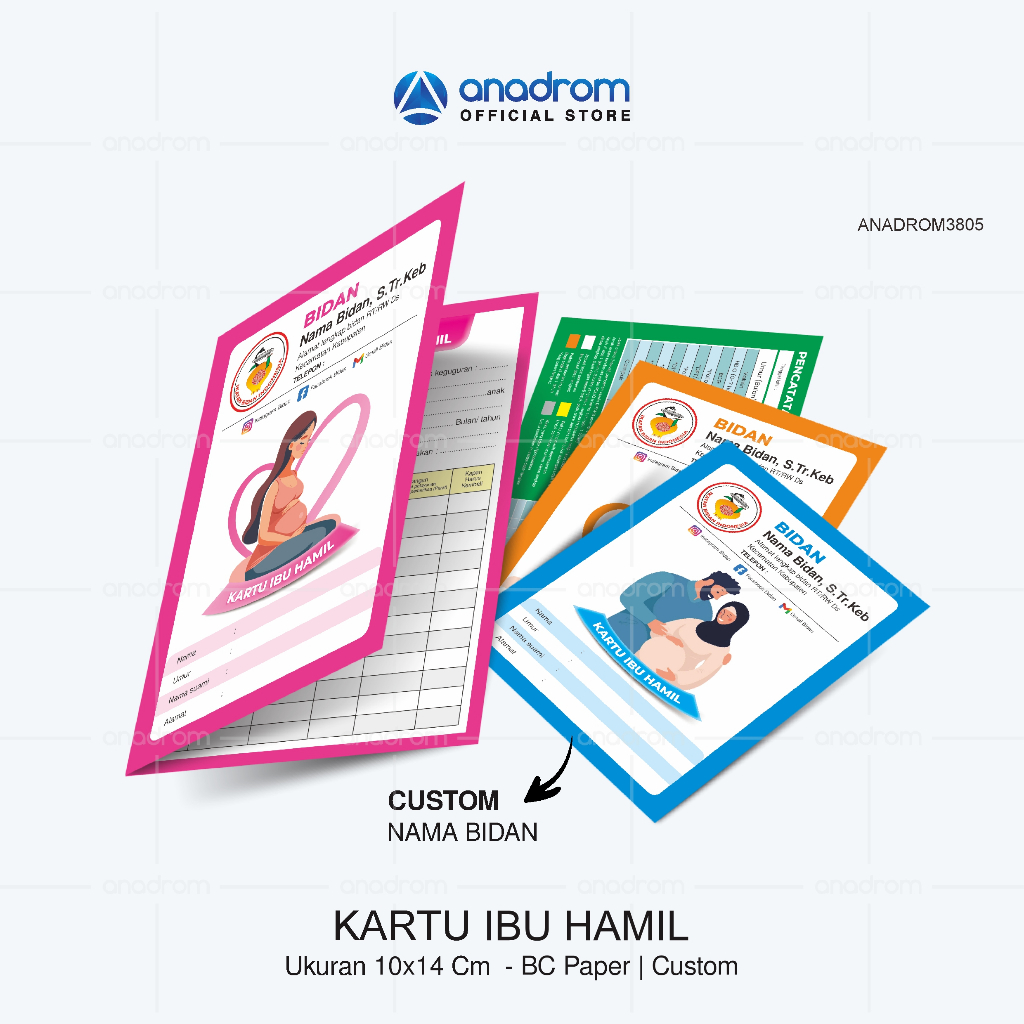 

Kartu Pemeriksaan Ibu Hamil Custom | Kartu Ibu Hamil | Kartu Ibu Hamil Lipat 2 Custom | Size 10x14 Cm | Anadrom 3805