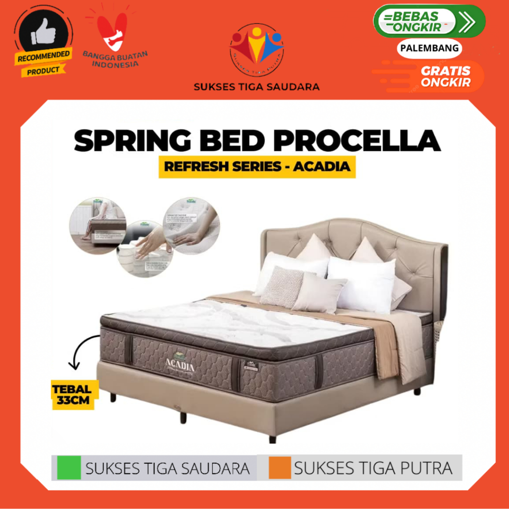 KASUR SPRING BED PROCELLA ACADIA / REFRESH SERIES BERKUALITAS MATRAS MATRESS GARANSI PALEMBANG
