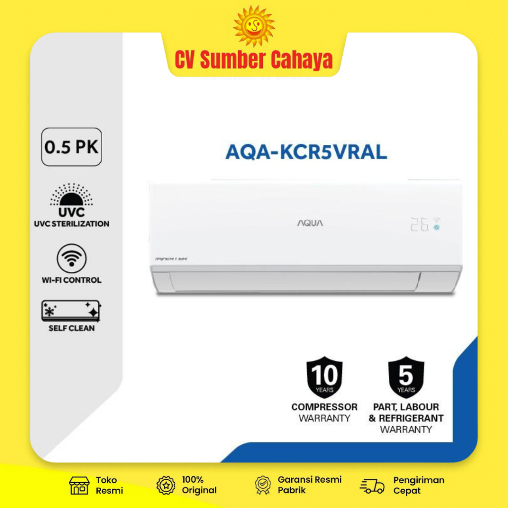 AQUA Japan AC 0.5PK AQA KCR5VRAL 5VRAL 1/2 PK Inverter UV COOL SMART UVC Sterillization Cooler