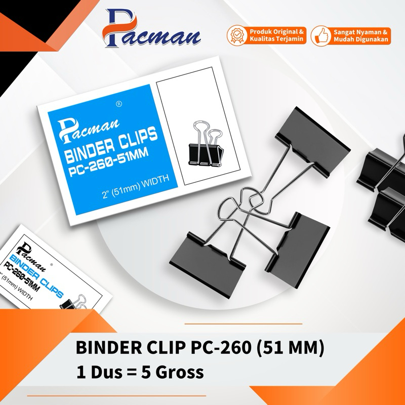 

Binder Clip PC - 260 (51mm) | Penjepit Kertas | Klip Penjepit Kertas 51mm