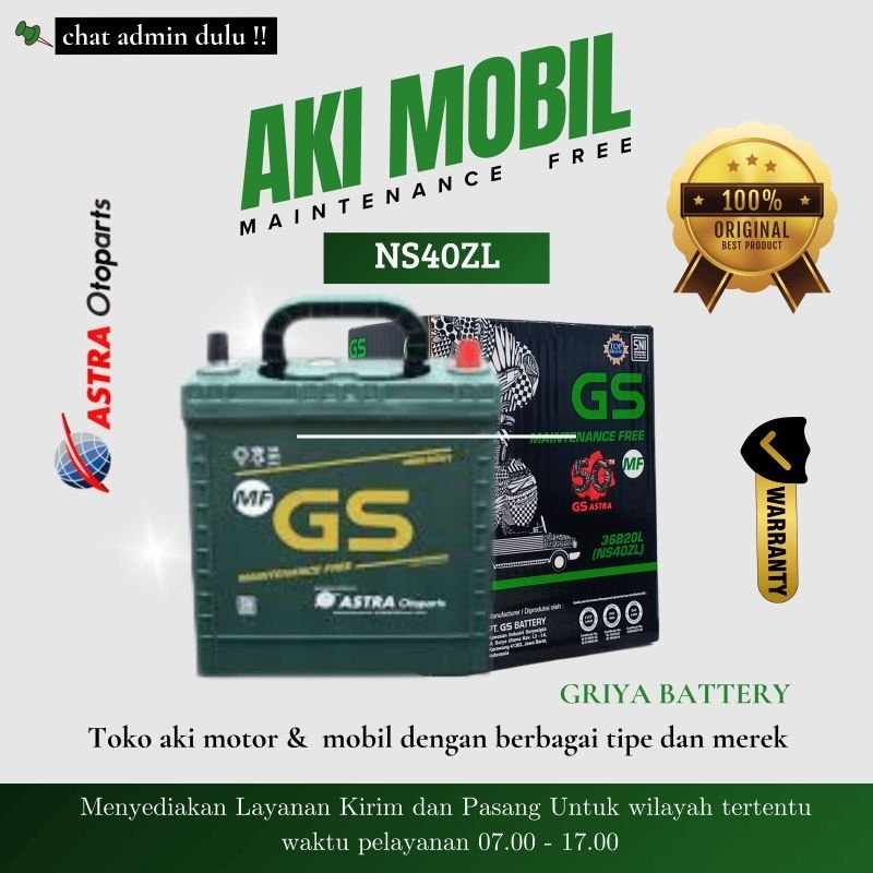 Aki Mobil Kering Prochnii NS40ZL – 35Ah | MF Battery Tangguh untuk Mobil LCGC & City Car: Agya, Ayla
