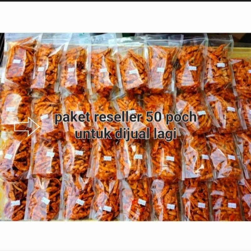 

paket reseller basreng daun jeruk kemasan 50gram isi 50poch