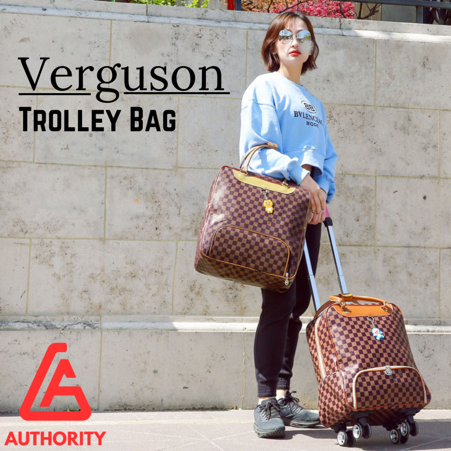 VERGUSON Tas Travel Trolley Bag Tas Dorong Koper Tas Ransel Jalan Troli Tas Roda